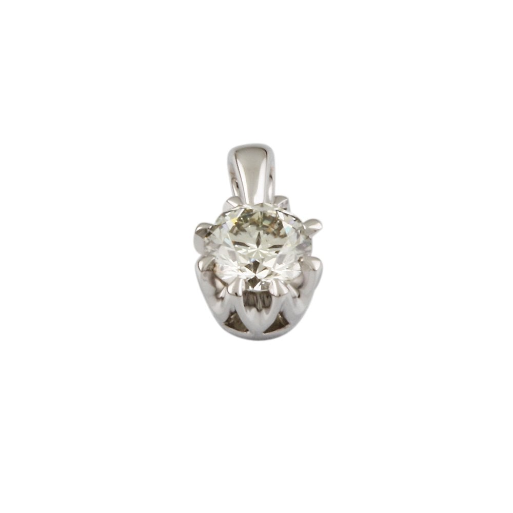 9ct White Gold 0.55ct Round Brilliant Cut Diamond Solitaire Pendant
