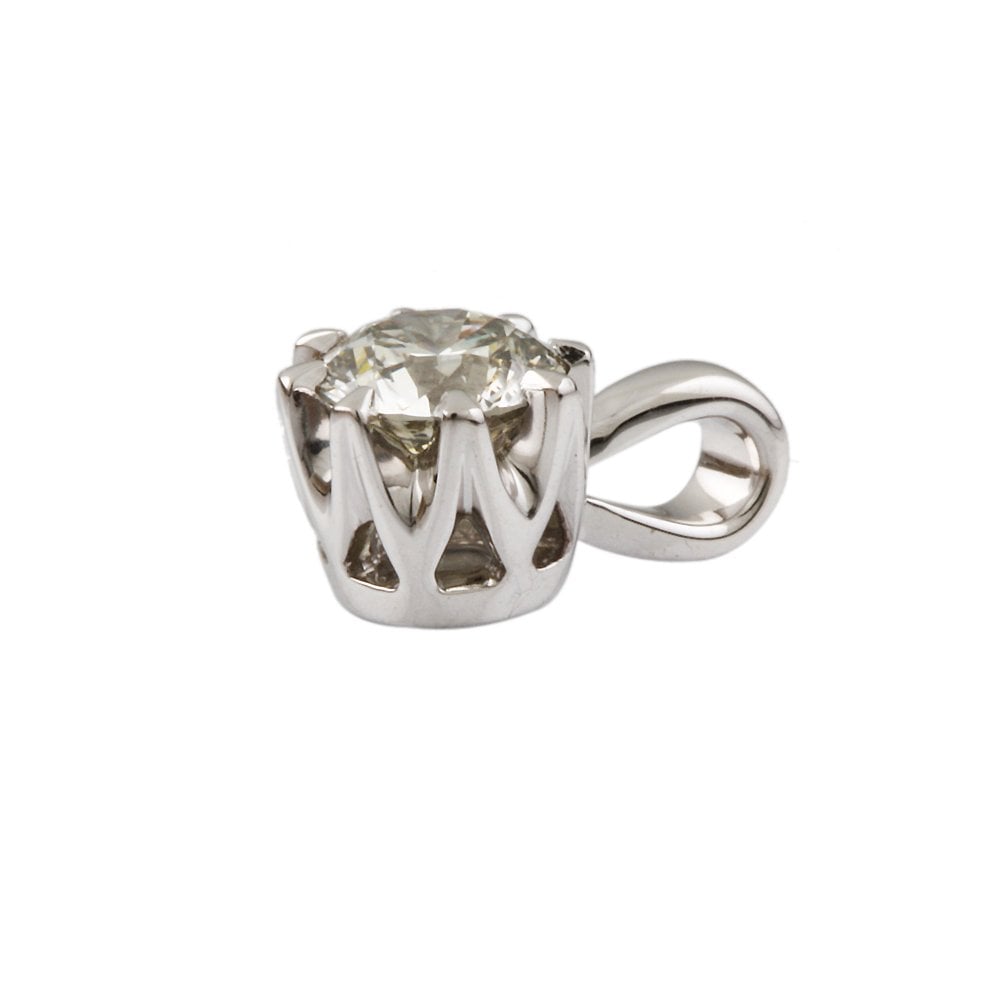 9ct White Gold 0.55ct Round Brilliant Cut Diamond Solitaire Pendant