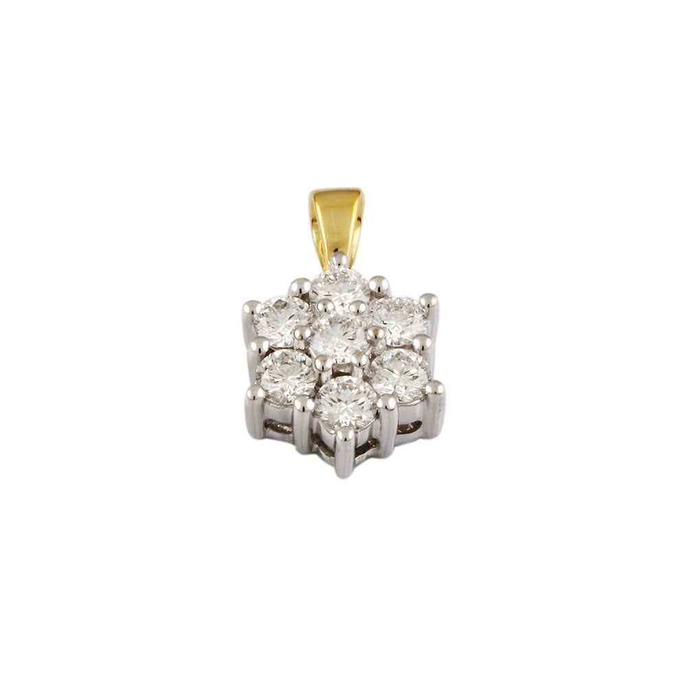 9ct Yellow and White Gold 0.75ct Round Brilliant Cut Diamonds Cluster Pendant