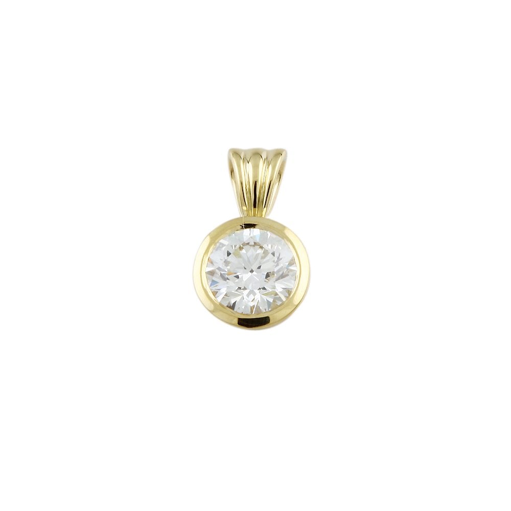 9ct Yellow Gold 0.65ct Round Brilliant Cut Diamond Solitaire Pendant
