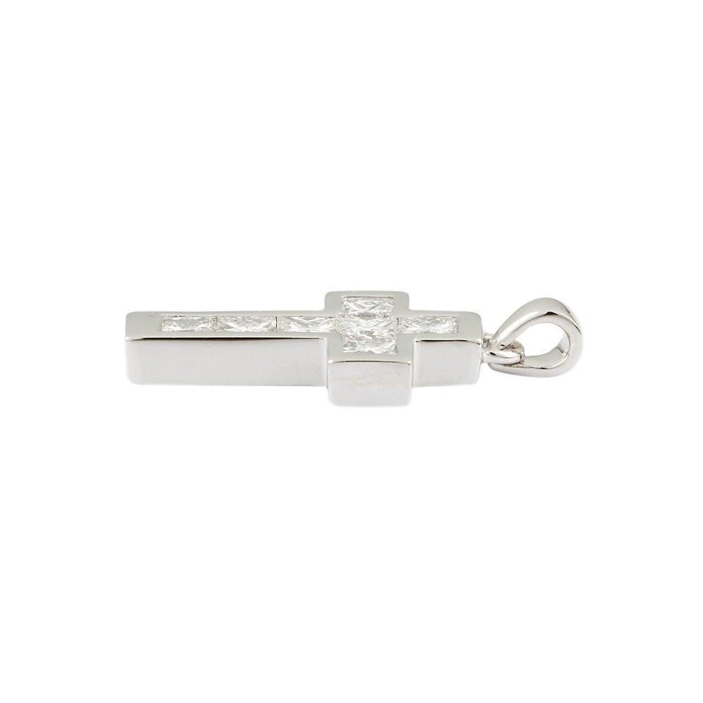 9ct White Gold 1.05ct Princess Cut Diamonds Cross Pendant