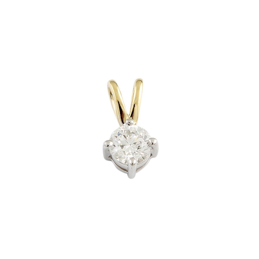 9ct Yellow and White Gold 0.50ct Round Brilliant Cut Diamond Solitaire Pendant