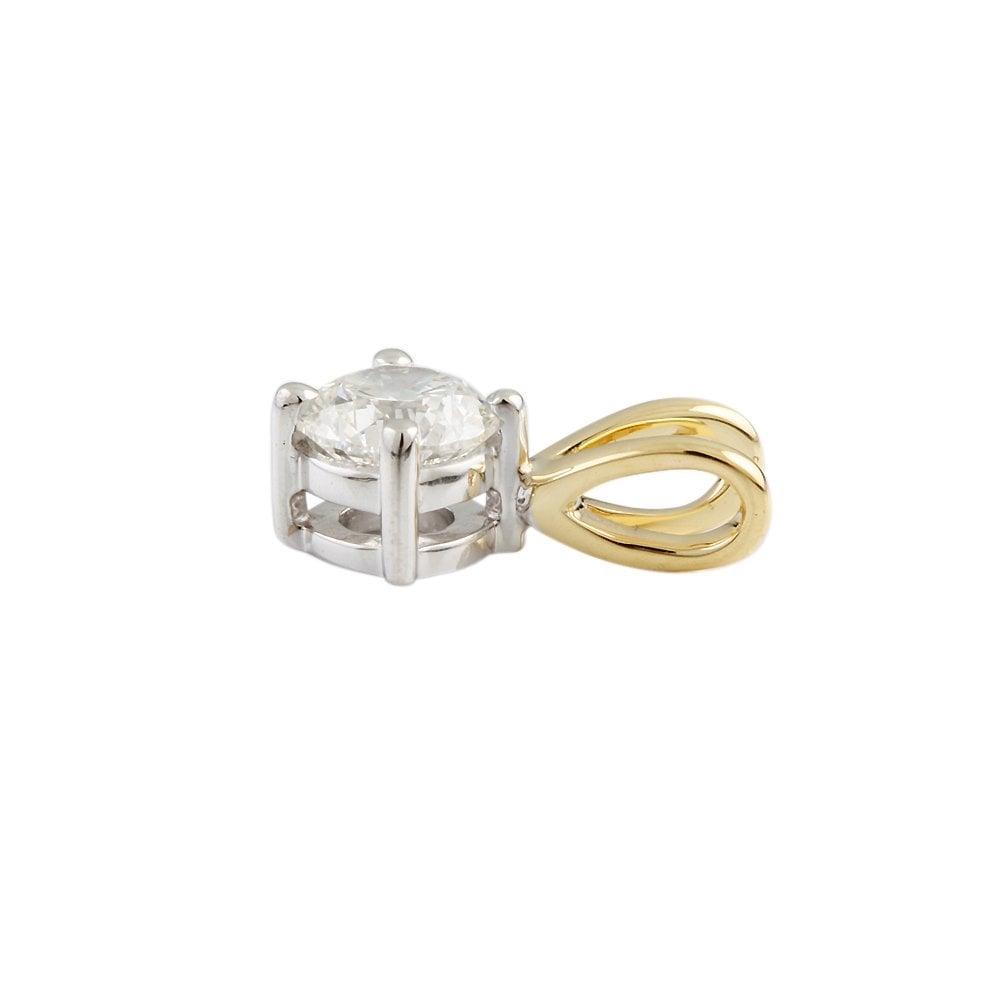 9ct Yellow and White Gold 0.50ct Round Brilliant Cut Diamond Solitaire Pendant