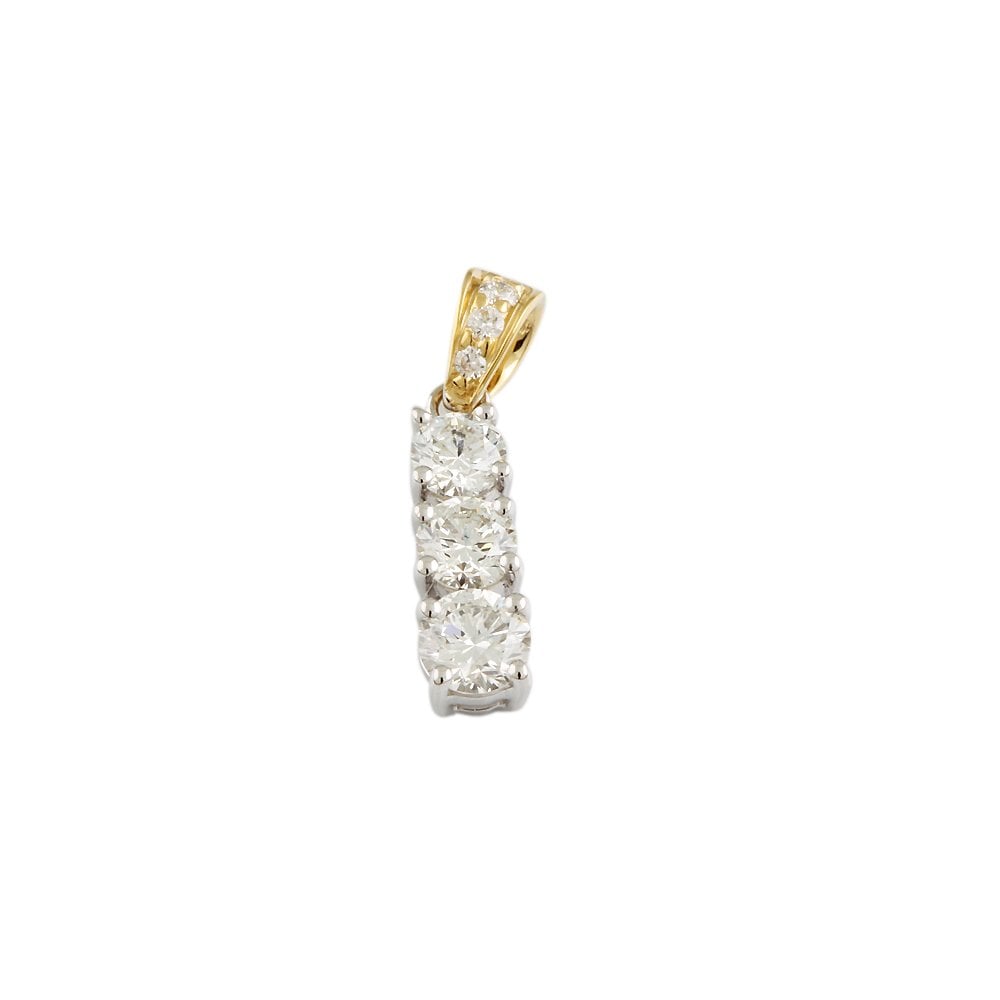 9ct Yellow and White Gold 0.75ct Round Brilliant Cut Diamonds Pendant
