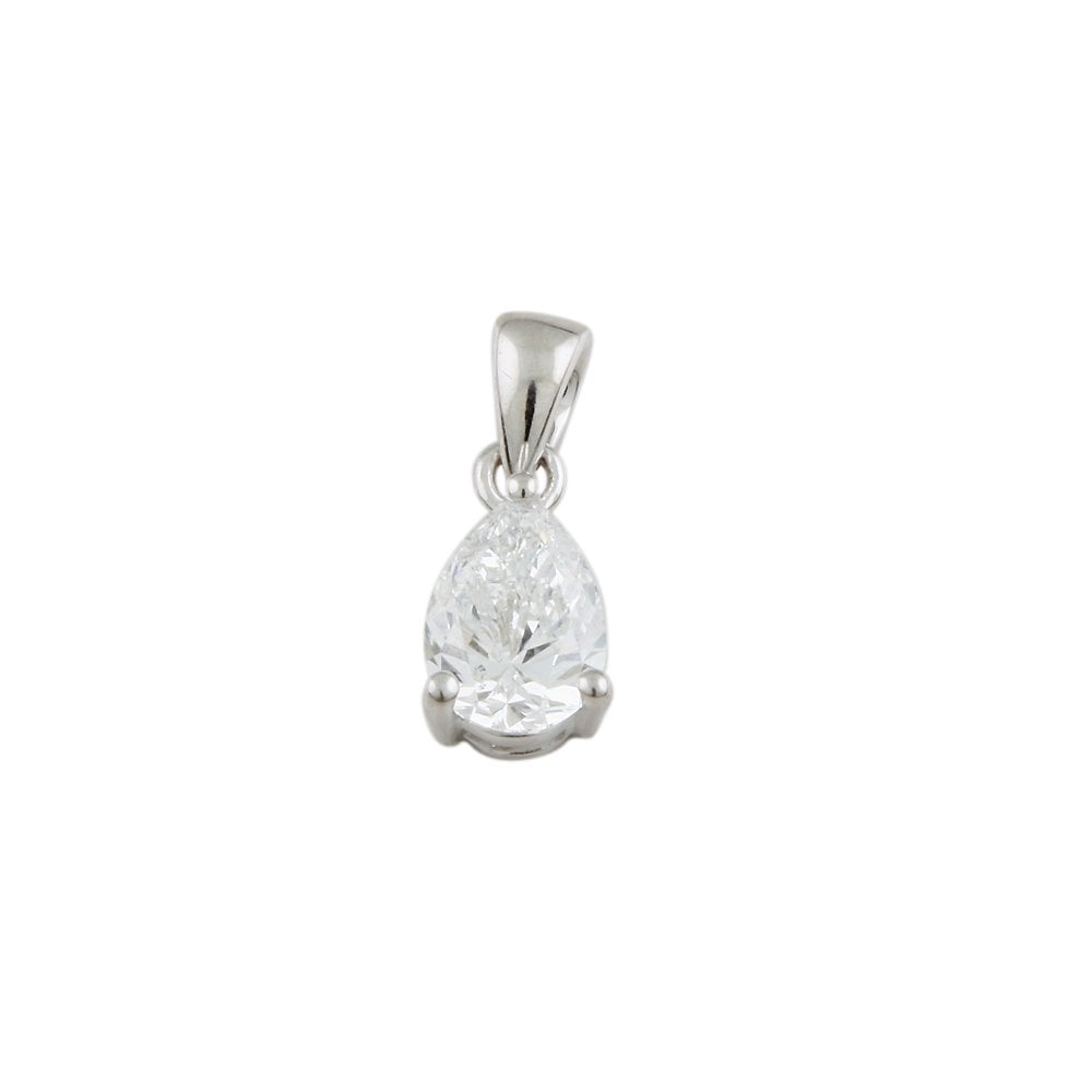 9ct White Gold 0.80ct Pear Cut Diamond Solitaire Pendant