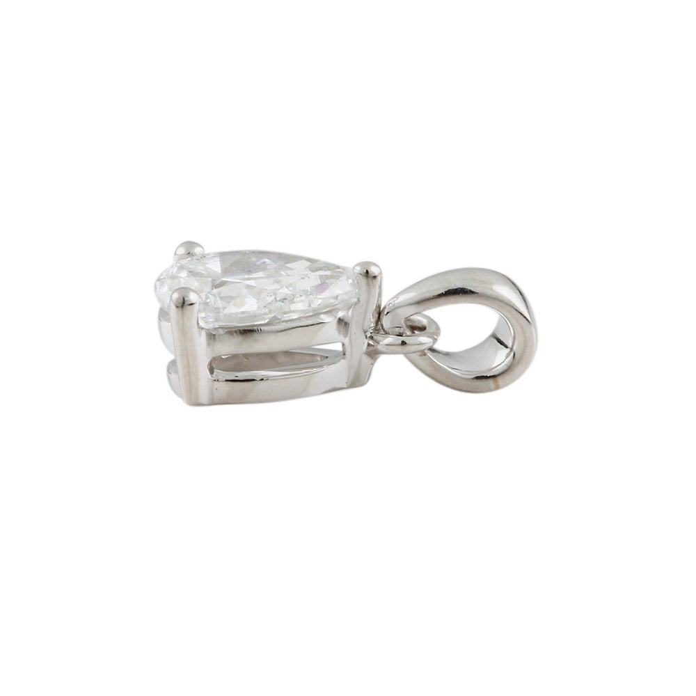 9ct White Gold 0.80ct Pear Cut Diamond Solitaire Pendant