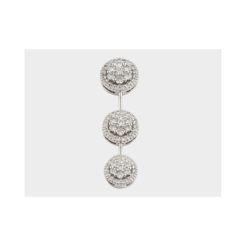 9ct White Gold 2.00ct Round Brilliant Cut Diamonds Multi Cluster Pendant