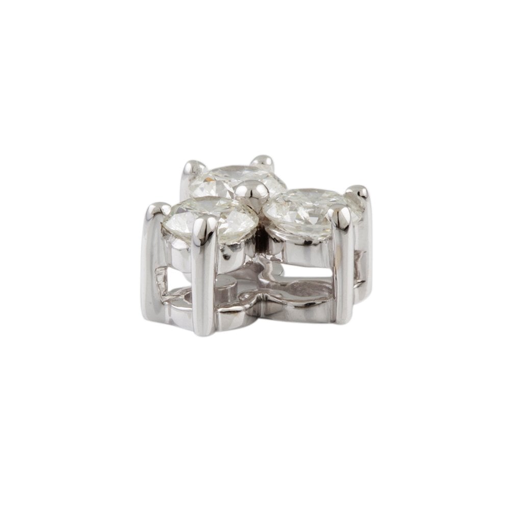 9ct White Gold 0.75ct Round Brilliant Cut Diamonds Three Stone Pendant