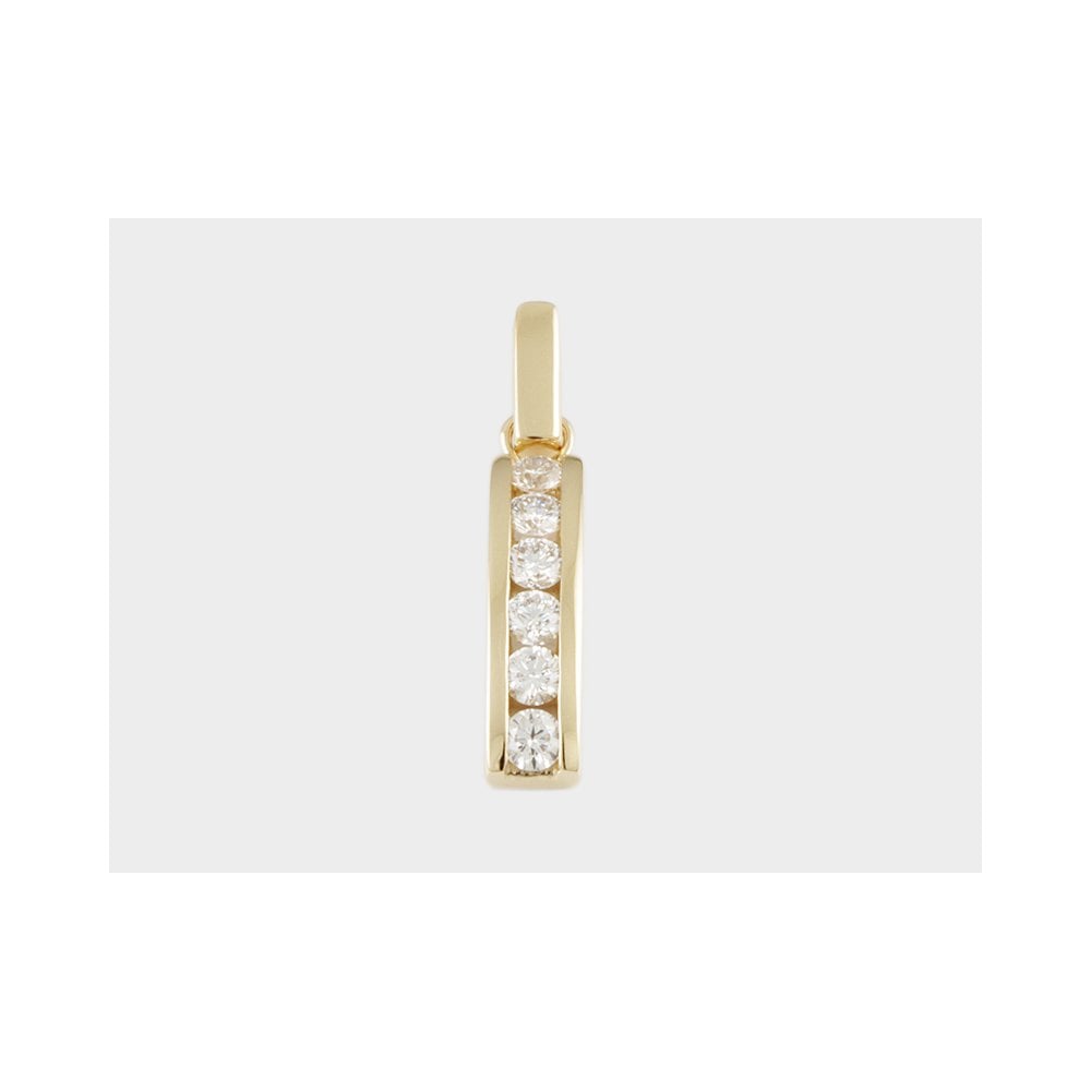 9ct Yellow Gold 0.50ct Round Brilliant Cut Diamonds Bar Pendant