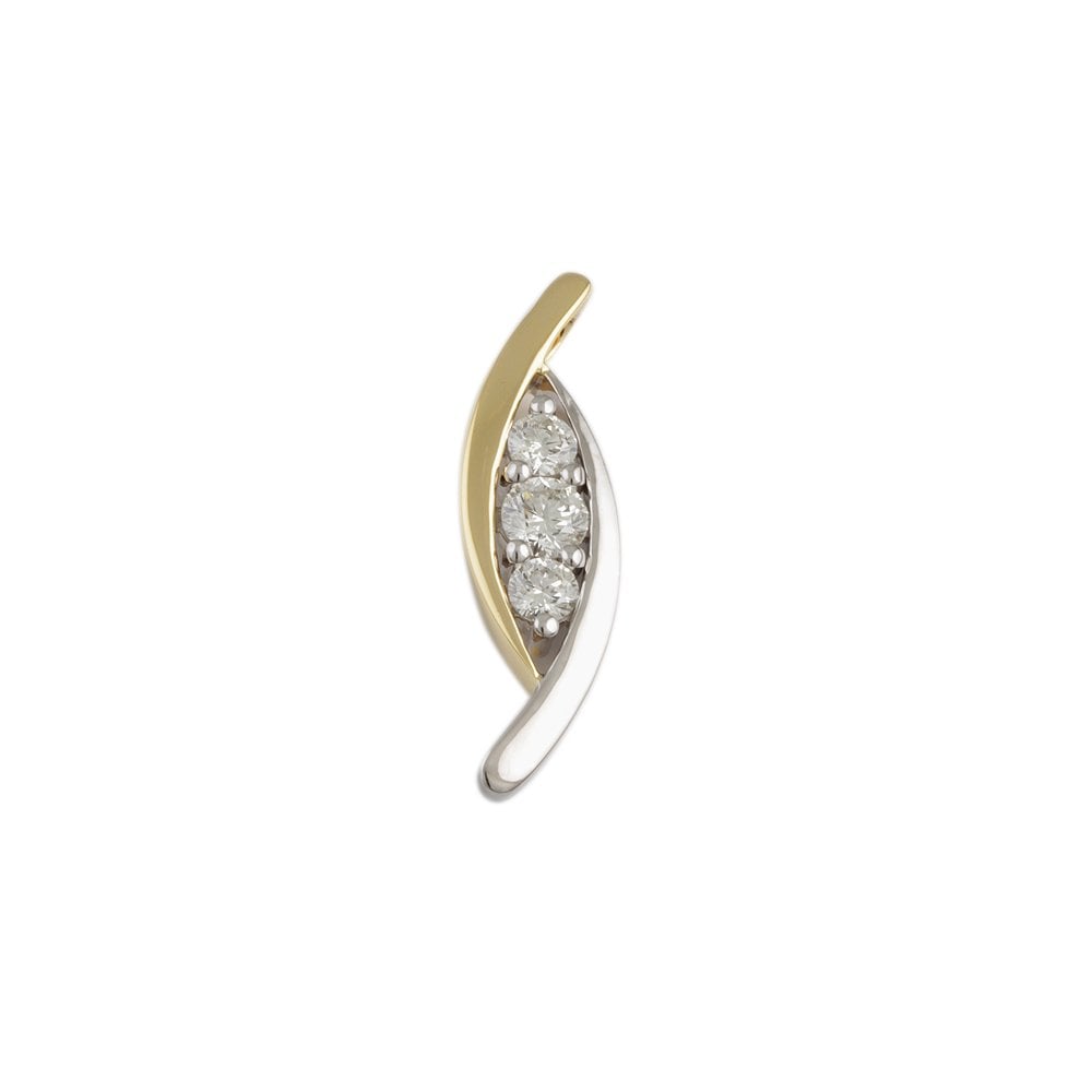 9ct Yellow and White Gold 0.71ct Round Brilliant Cut Three Stone Pendant