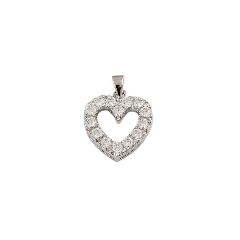 9ct White Gold 1.40ct Round Brilliant Cut Diamonds Heart Pendant