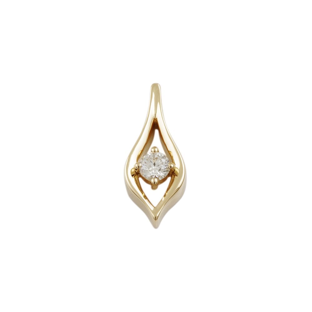 9ct Yellow Gold 0.30ct Round Brilliant Cut Diamond Solitaire Pendant