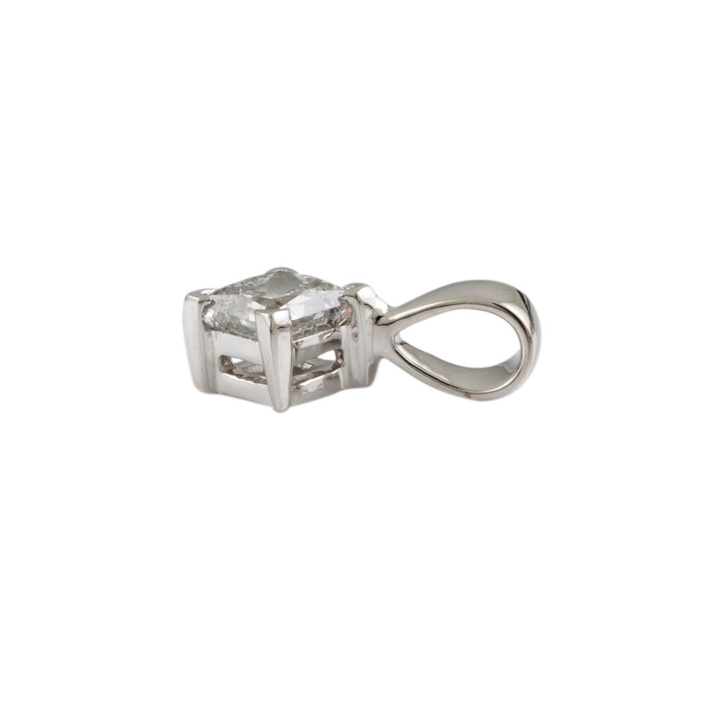 9ct White Gold 0.75ct Princess Cut Diamond Solitaire Pendant