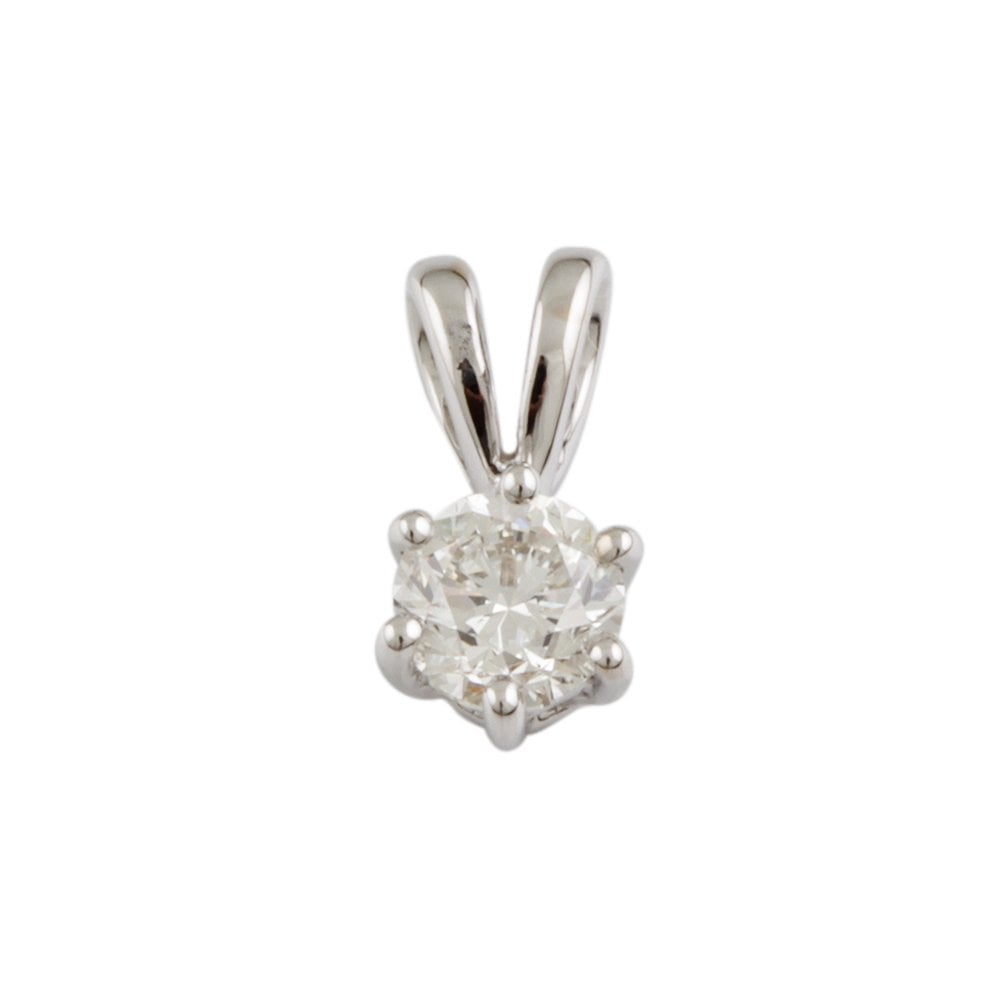 9ct White Gold 0.50ct Round Brilliant Cut Diamond Solitaire Pendant