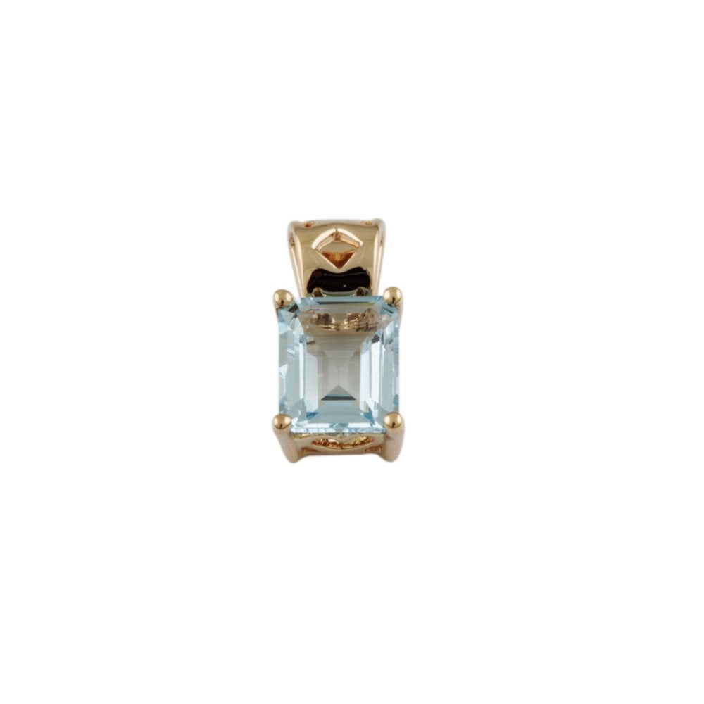 9ct Yellow Gold 2.11ct Emerald Cut Aquamarine Single Stone Pendant
