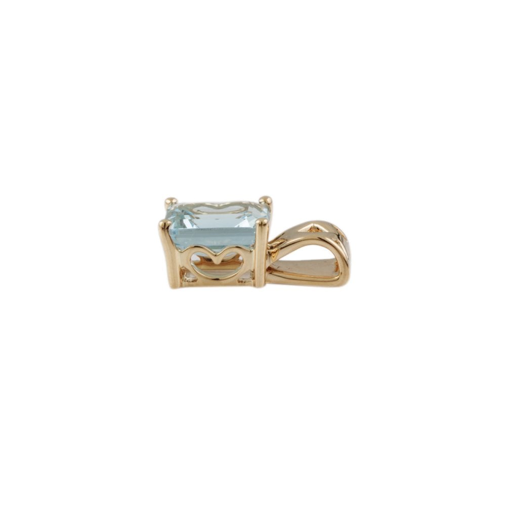 9ct Yellow Gold 2.11ct Emerald Cut Aquamarine Single Stone Pendant
