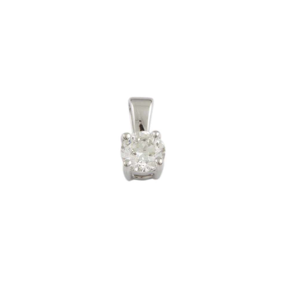 9ct White Gold 0.45ct Round Brilliant Cut Diamond Solitaire Pendant
