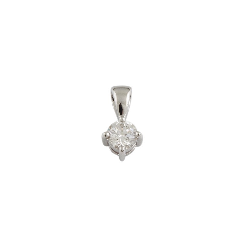 9ct White Gold 0.40ct Round Brilliant Cut Diamond Solitaire Pendant