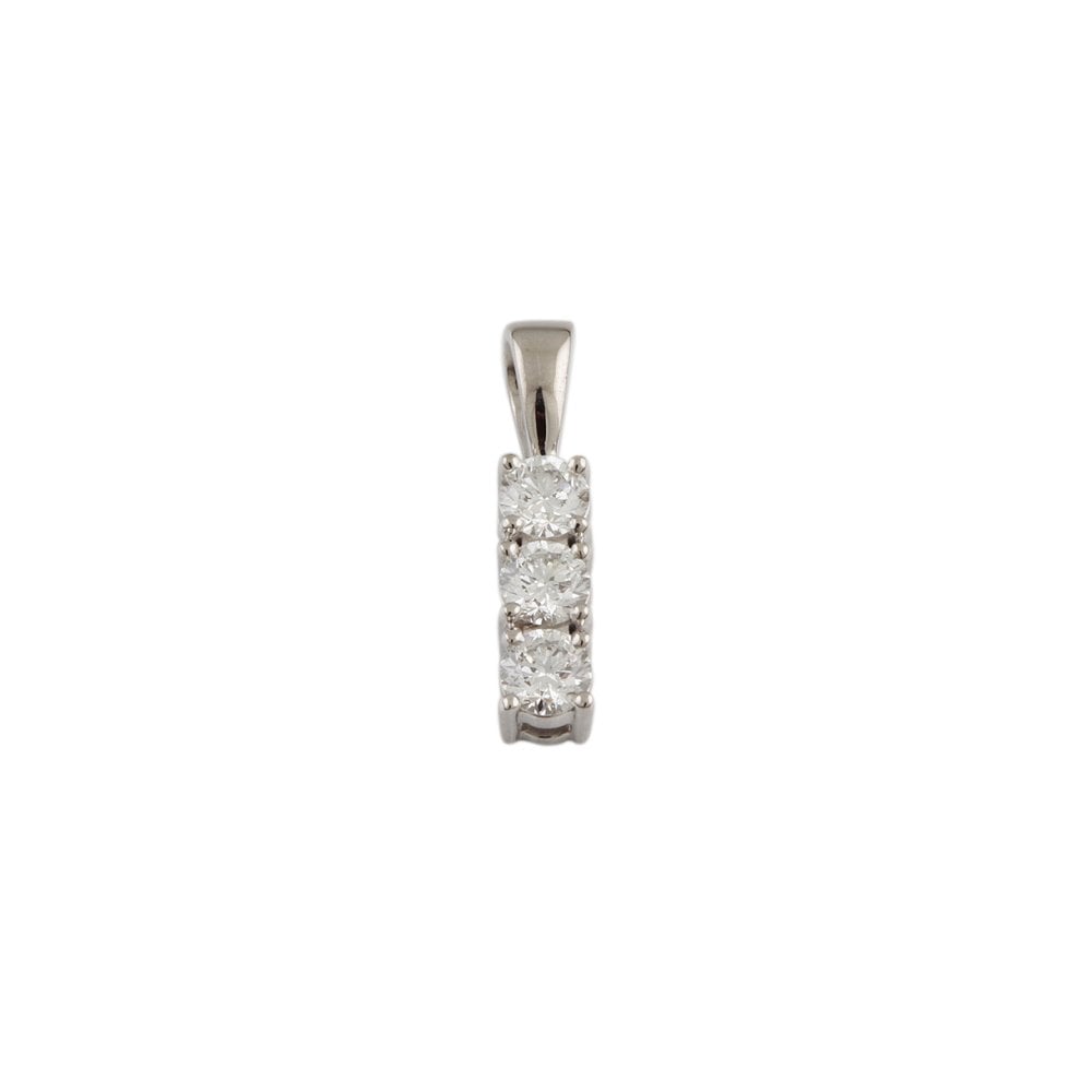 9ct White Gold 0.55ct Round Brilliant Cut Diamonds Three Stone Pendant