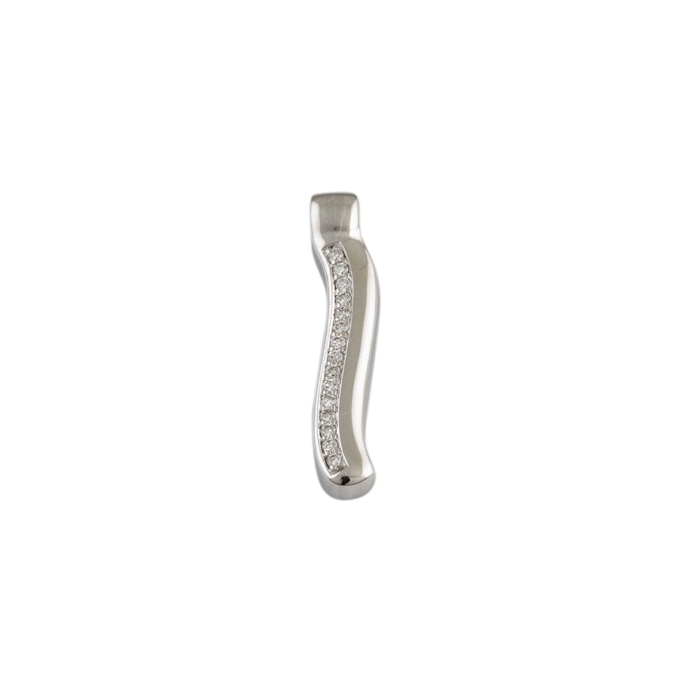 9ct White Gold Bar Pendant 0.12ct