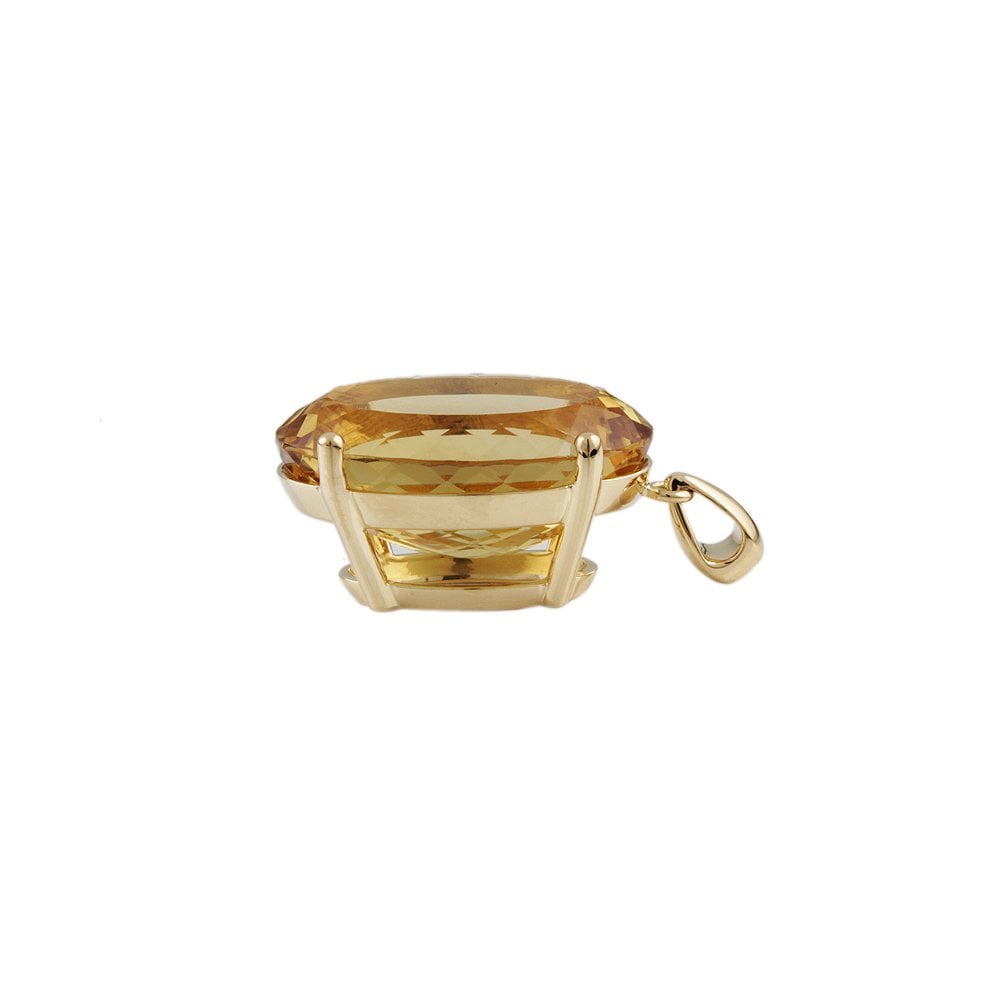 9ct Yellow Gold 37.67ct Oval Citrine Single Stone Pendant