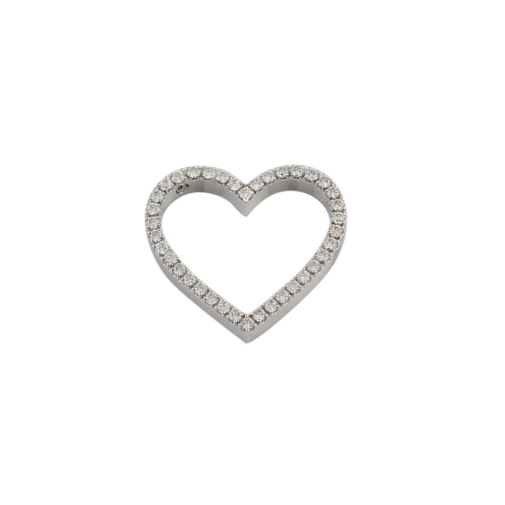 9ct White Gold 1.04ct Round Brilliant Cut Diamonds Heart Pendant