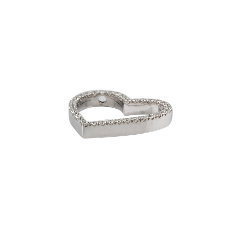 9ct White Gold 1.04ct Round Brilliant Cut Diamonds Heart Pendant