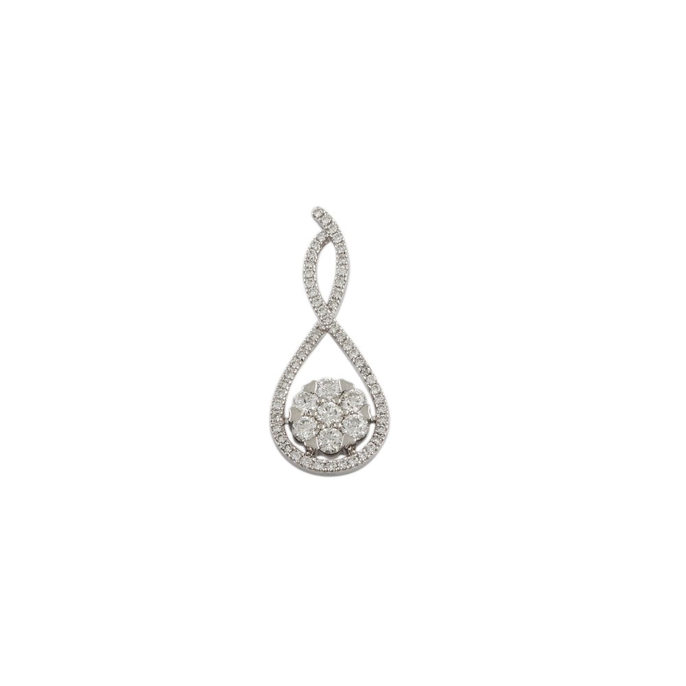 9ct White Gold 1.99ct Round Brilliant Cut Diamonds Cluster Pendant