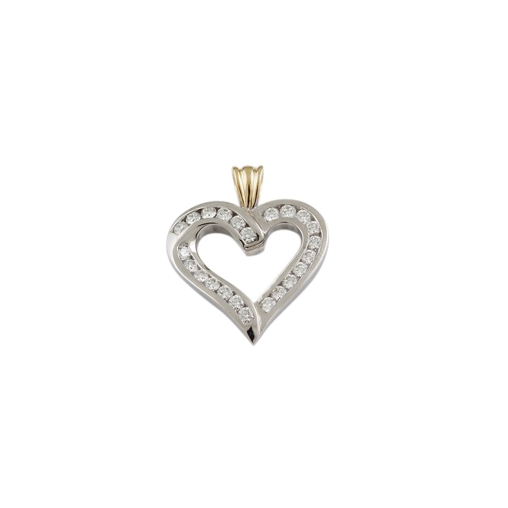 9ct Yellow and White Gold 0.93ct Round Brilliant Cut Diamonds Heart Pendant