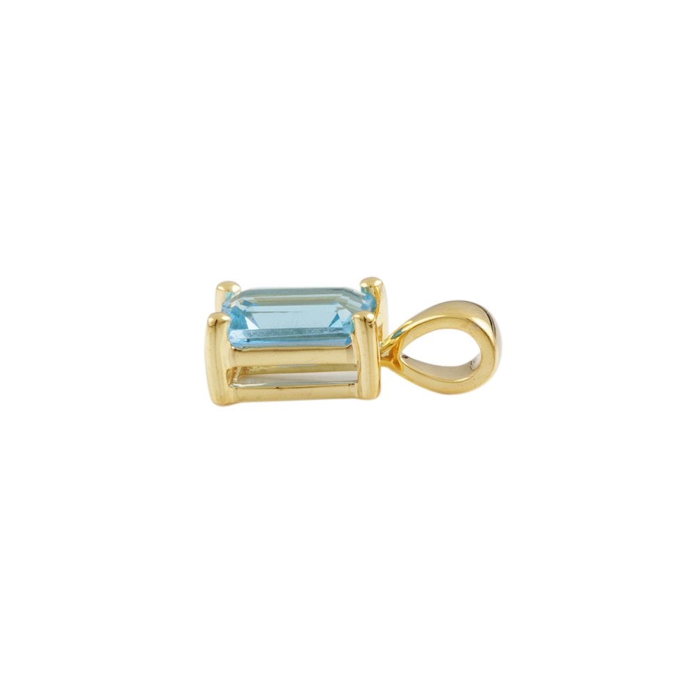 9ct Yellow Gold 1.81ct Emerald Cut Blue Topaz Single Stone Pendant