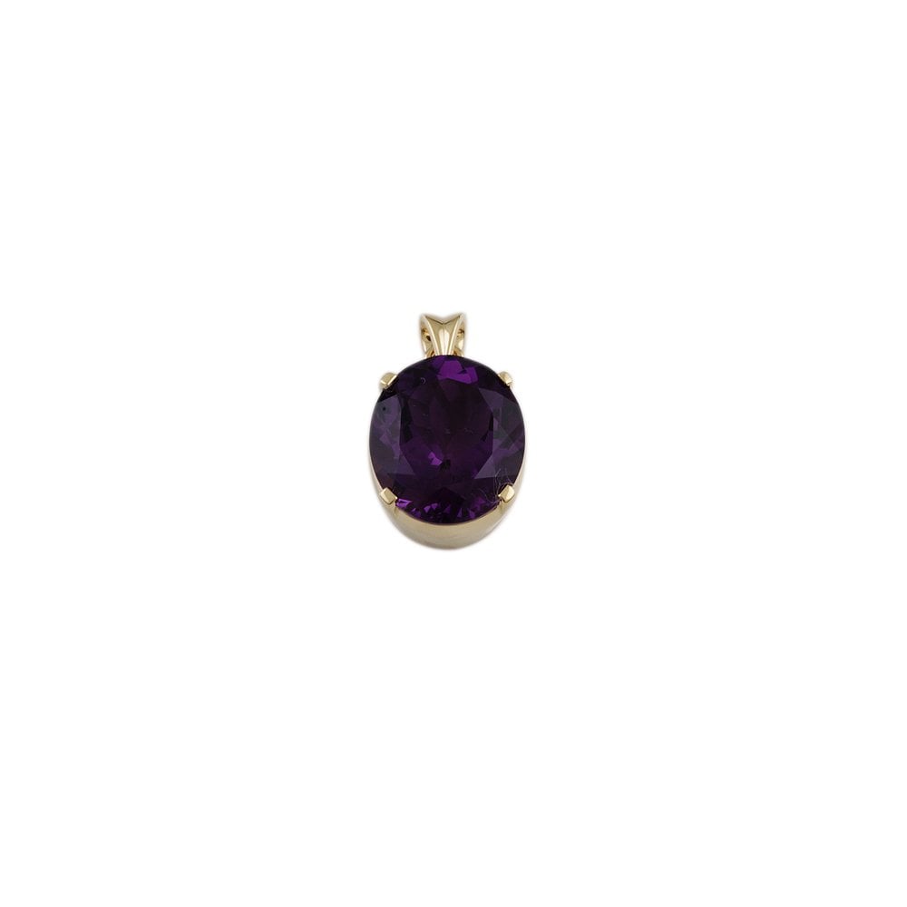 9ct Yellow Gold 6.63ct Oval Amethyst Single Stone Pendant