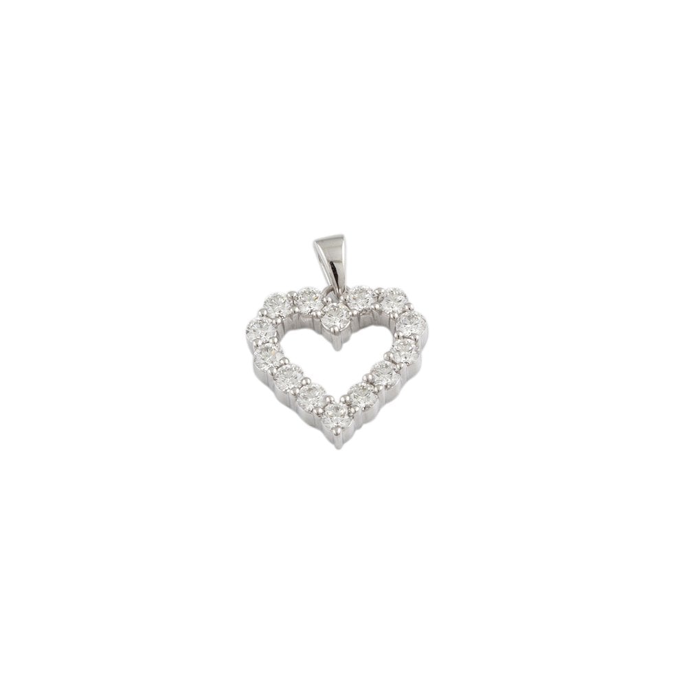 9ct White Gold 1.13ct Round Brilliant Cut Diamonds Heart Pendant