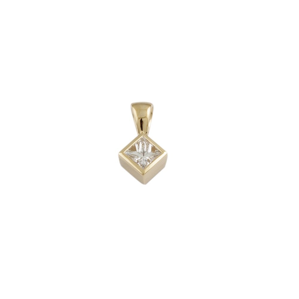 9ct Yellow Gold 0.41ct Princess Cut Diamond Solitaire Pendant