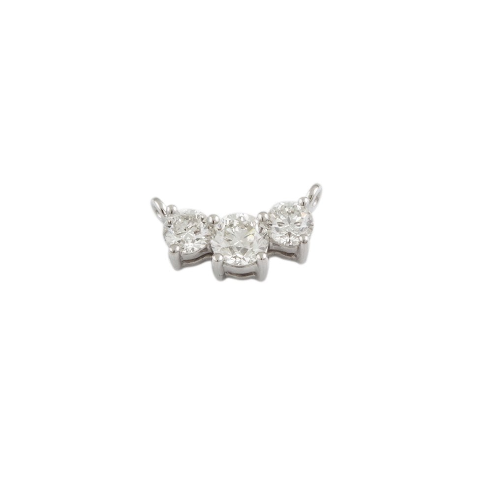 9ct White Gold 1.46ct Round Brilliant Cut Diamonds Three Stone Pendant