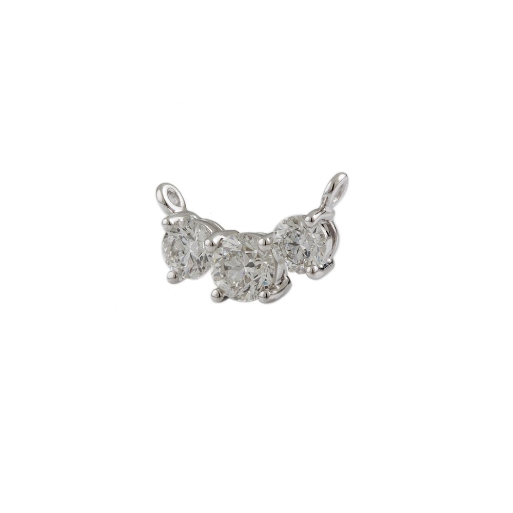 9ct White Gold 1.46ct Round Brilliant Cut Diamonds Three Stone Pendant