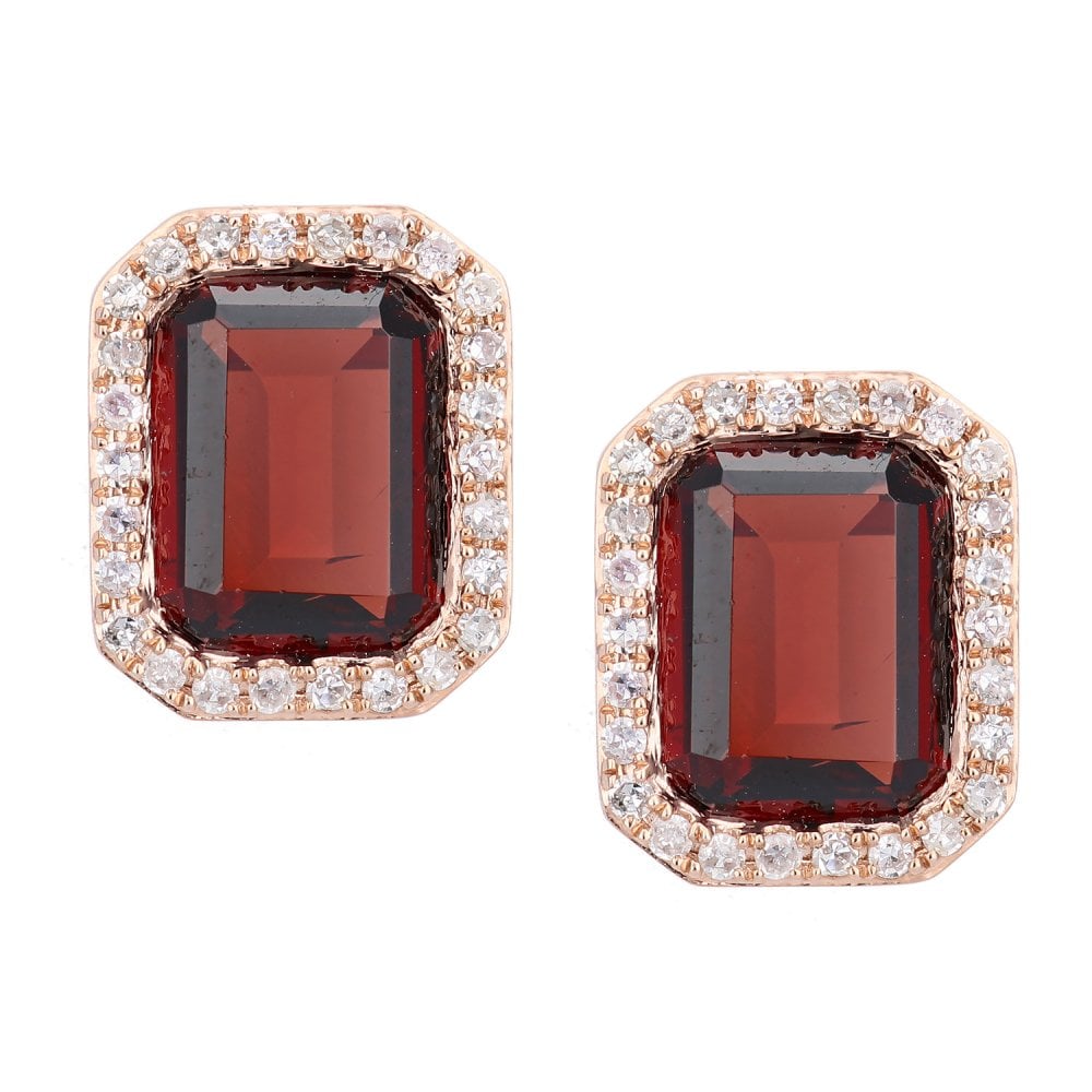 SPARKLD 9ct Rose Gold 0.30ct Diamond and Garnet Earrings