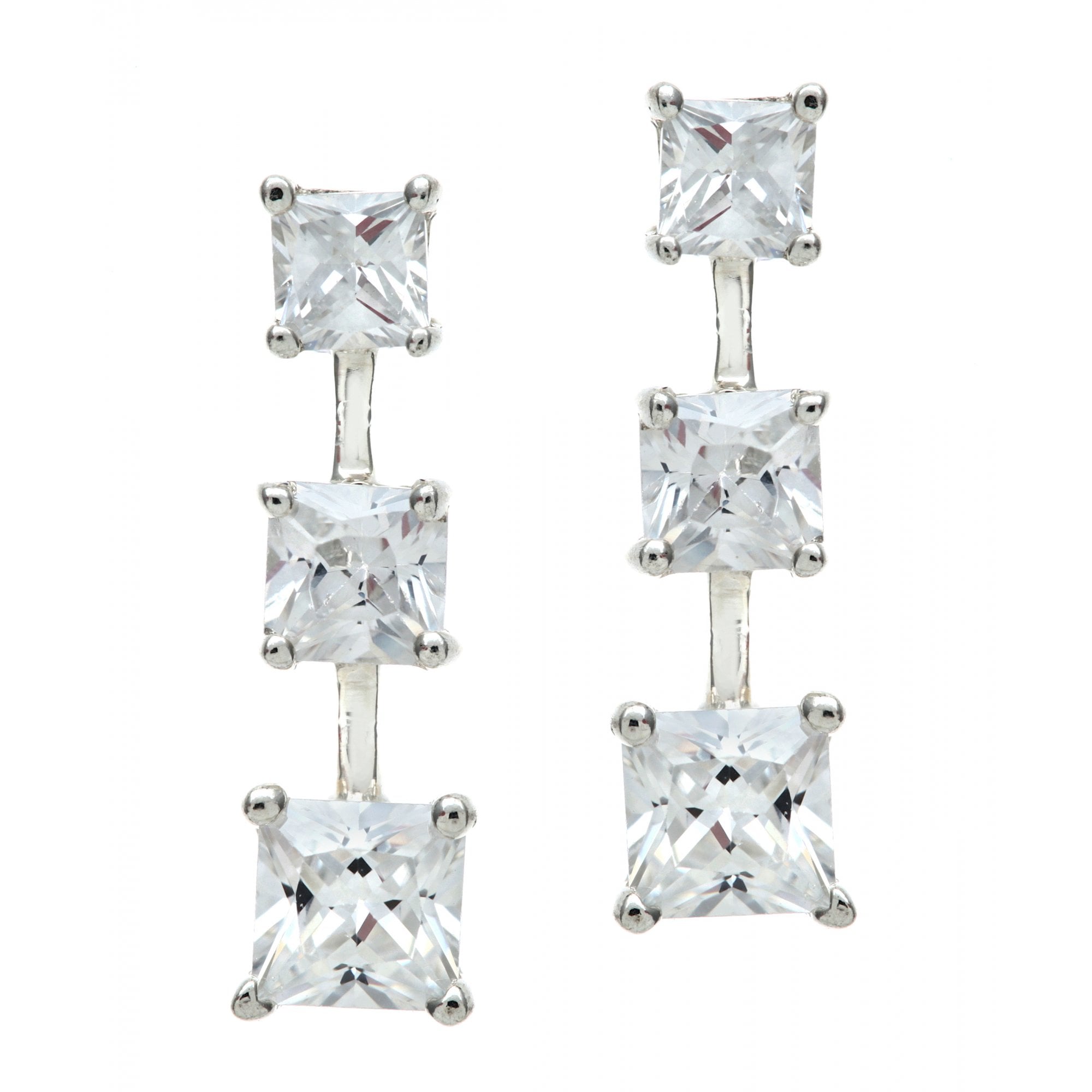 SPARKLD  Silver CZ Drop Earrings