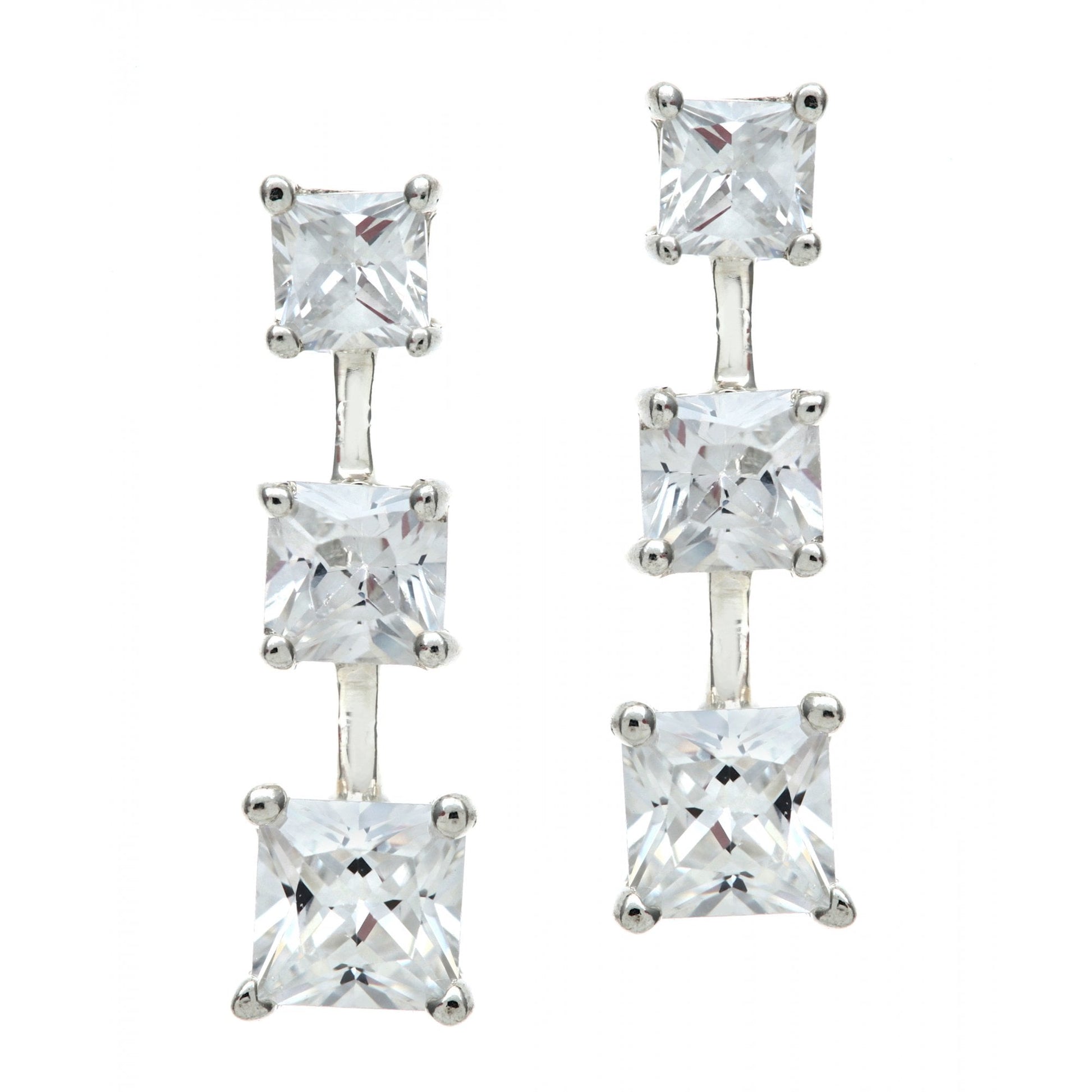 SPARKLD  Silver CZ Drop Earrings