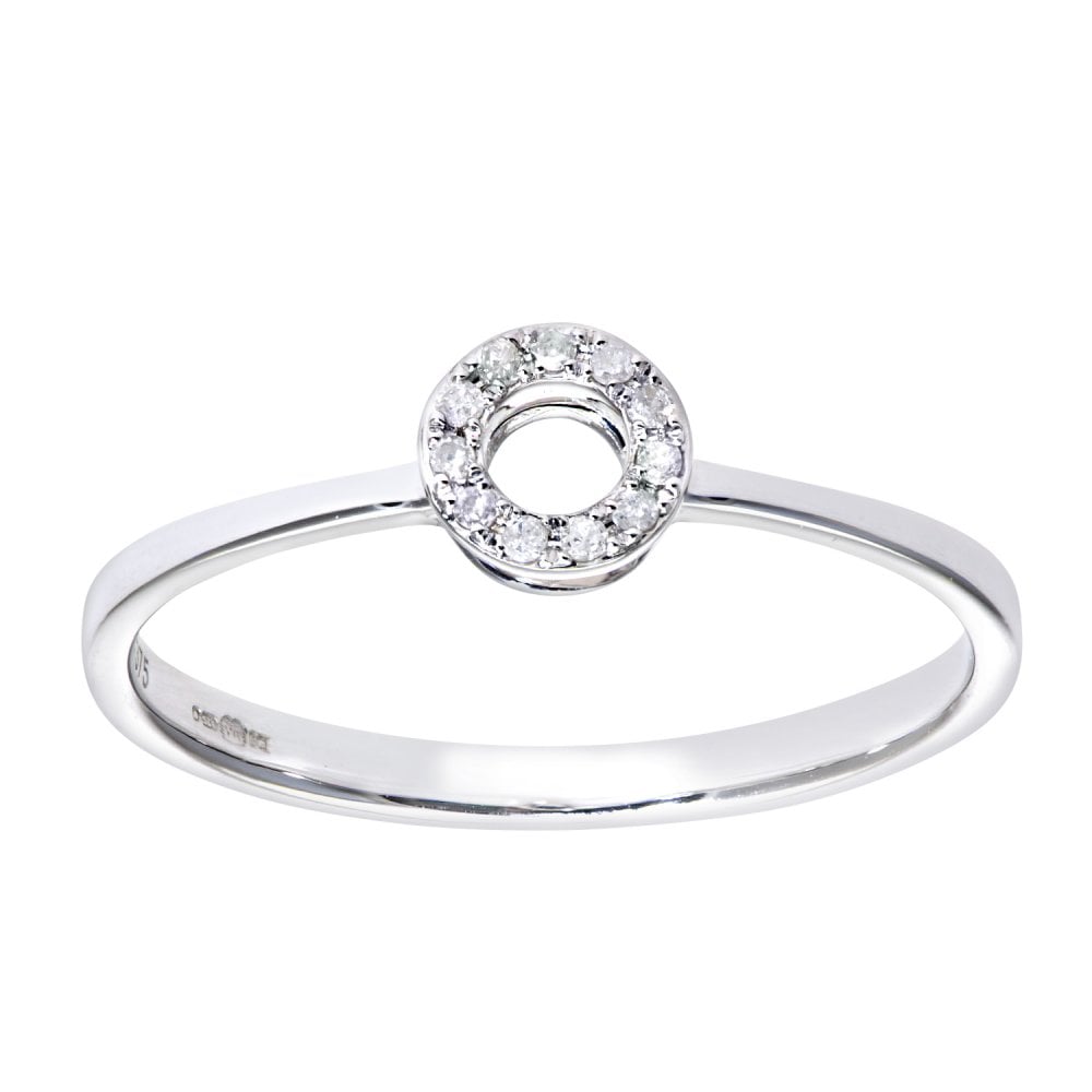 SPARKLD 9ct White Gold 0.05ct Diamond Open Circle Ring