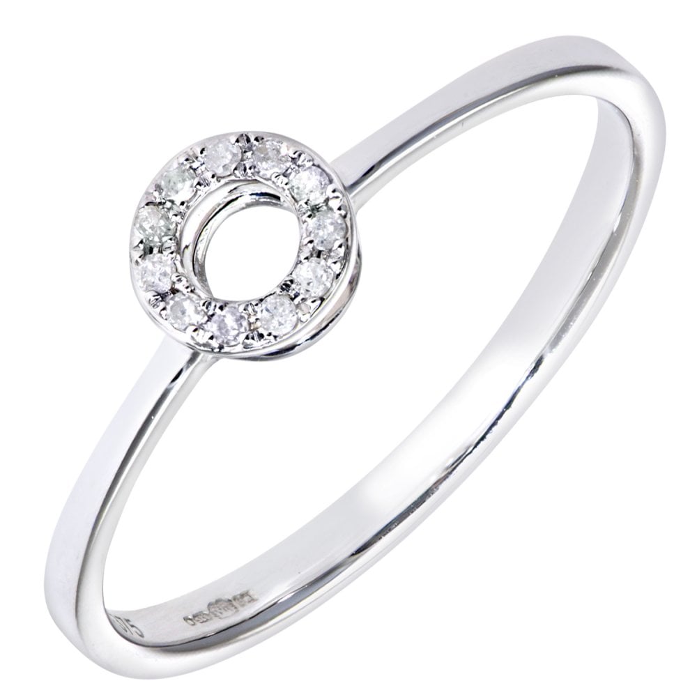 SPARKLD 9ct White Gold 0.05ct Diamond Open Circle Ring