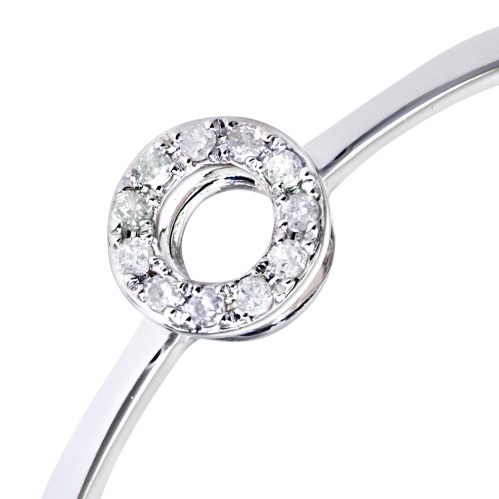 SPARKLD 9ct White Gold 0.05ct Diamond Open Circle Ring