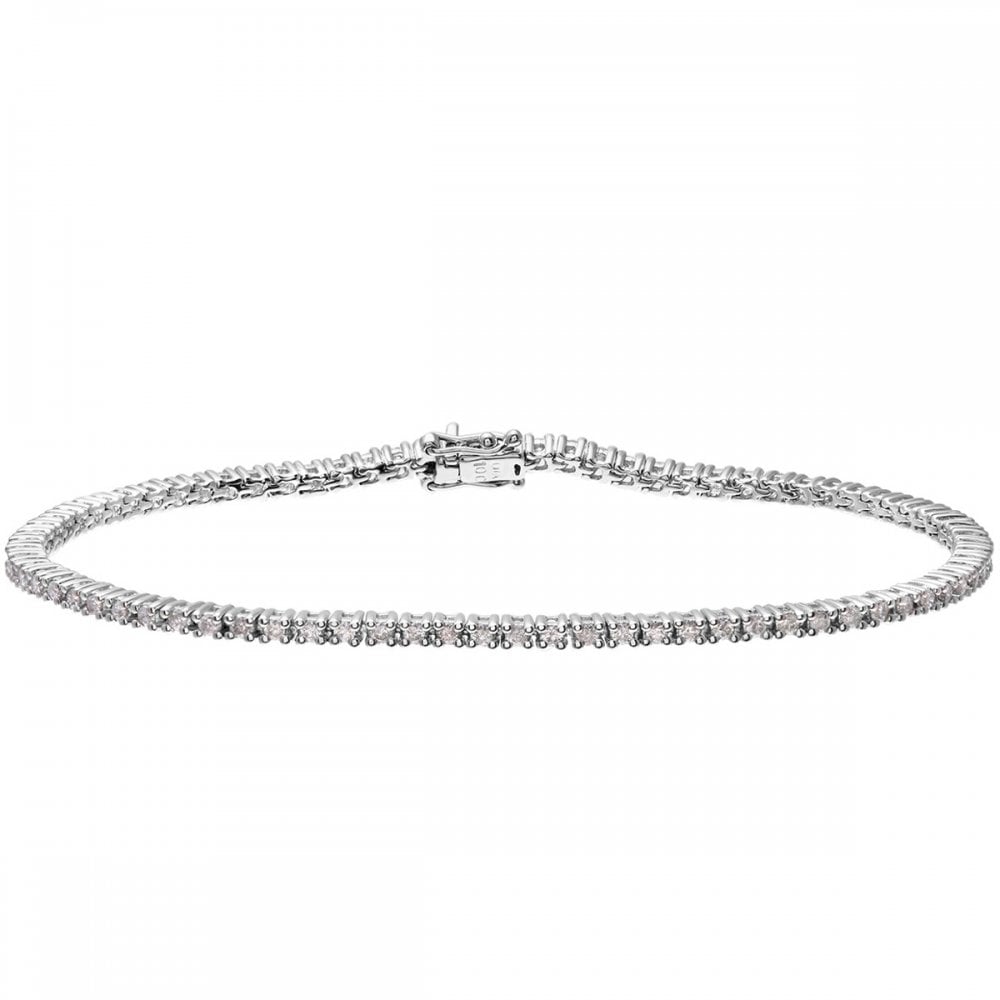 SPARKLD 18ct White Gold Tennis Bracelet, I/SI Certified 1.00ct Round Brilliant Diamonds