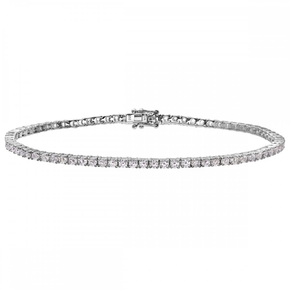 SPARKLD 18ct White Gold Tennis Bracelet, I/SI Certified 3ct Diamonds, Round Brilliant