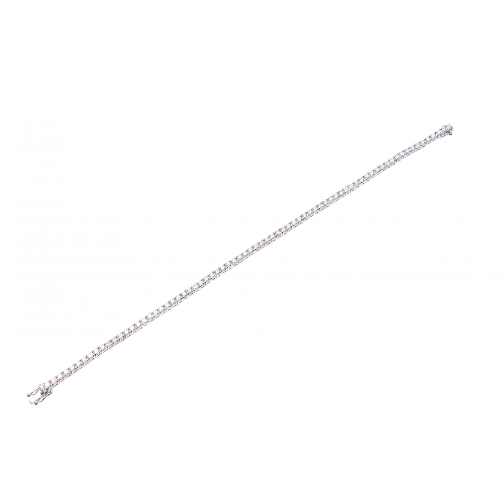 SPARKLD 18ct White Gold Tennis Bracelet, I/SI Certified 3ct Diamonds, Round Brilliant