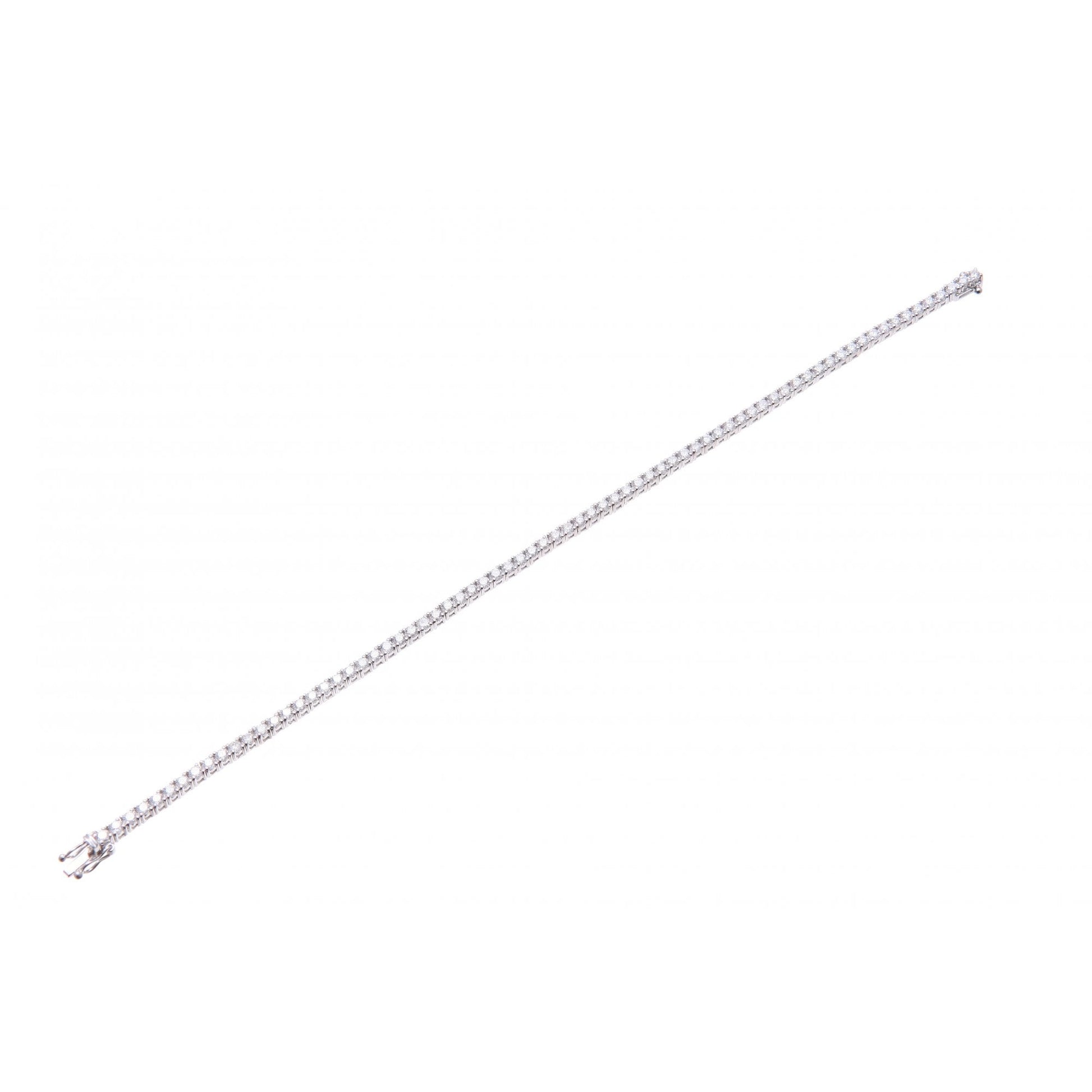 SPARKLD 18ct White Gold Tennis Bracelet, I/SI Certified 3ct Diamonds, Round Brilliant