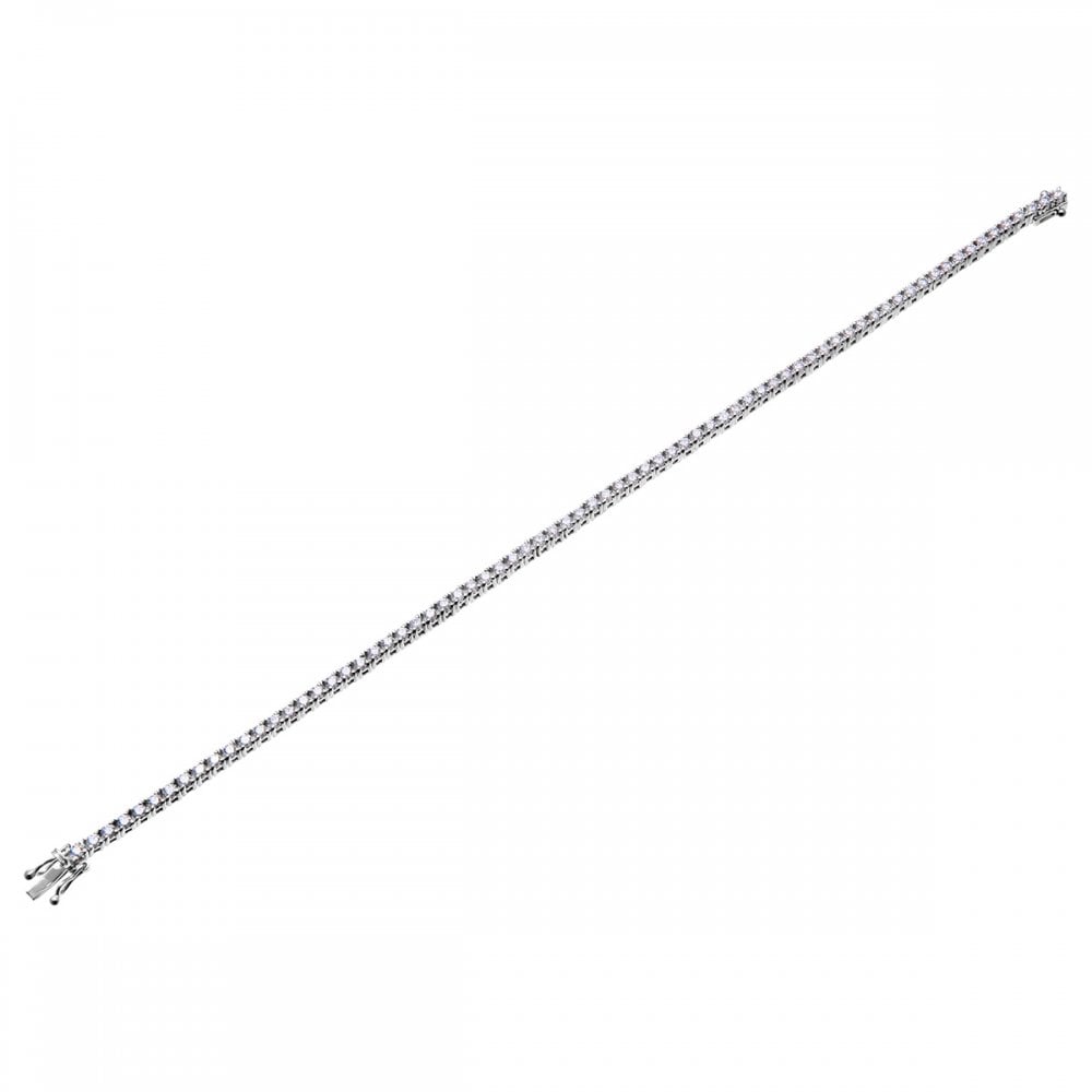 SPARKLD 18ct White Gold Tennis Bracelet, I/SI Certified 2ct Diamonds, Round Brilliant