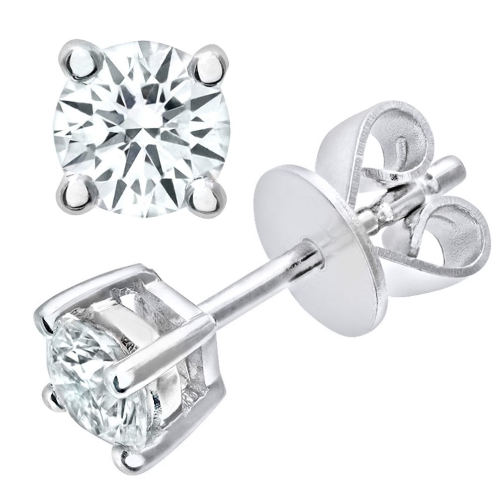 SPARKLD Platinum Stud Earrings, IJ/I Certified 0.50ct Round Brilliant Diamonds