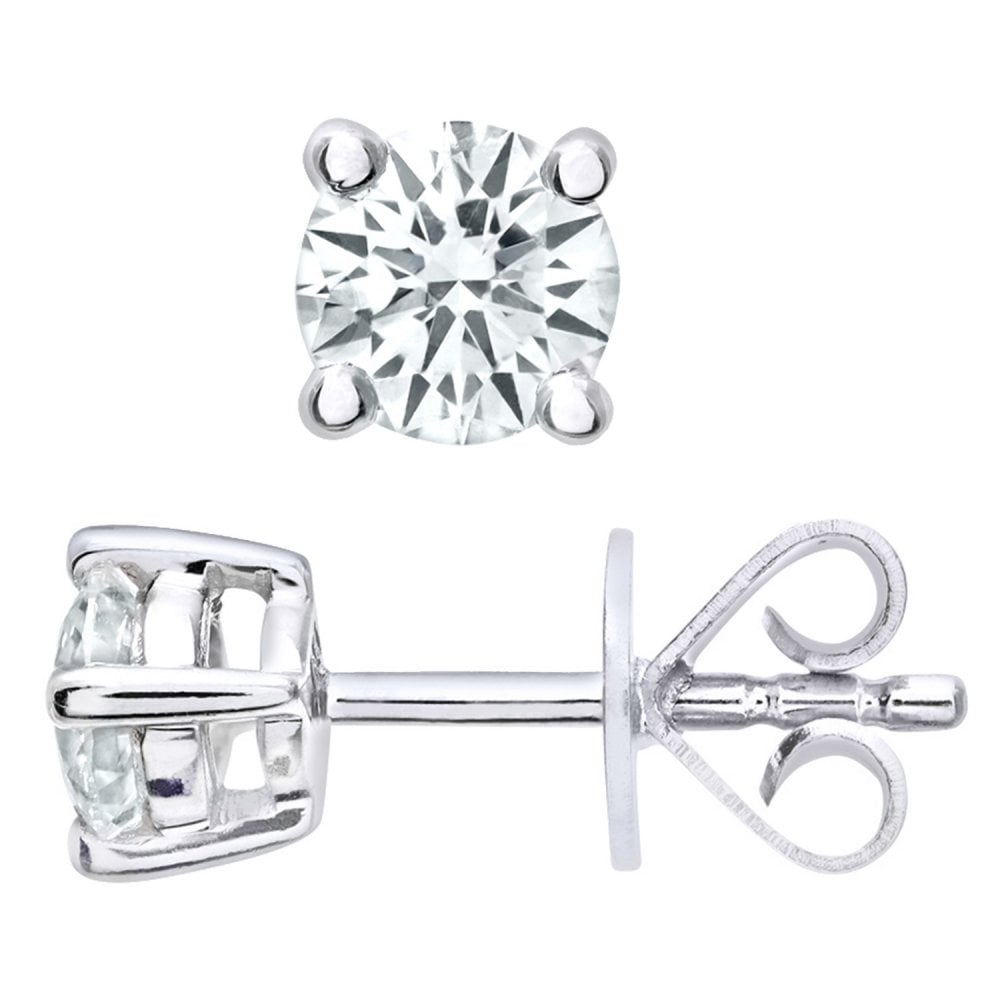 SPARKLD Platinum Stud Earrings, IJ/I Certified 0.50ct Round Brilliant Diamonds