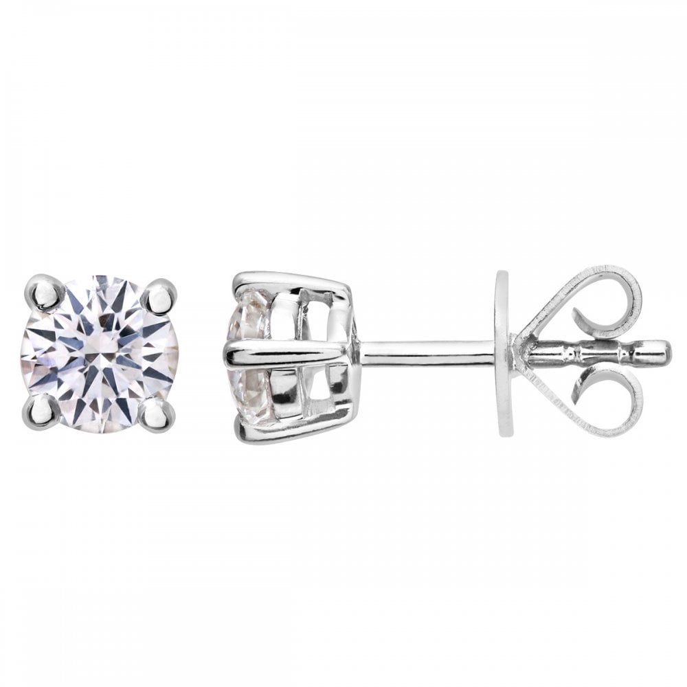 SPARKLD 18ct White Gold Round Brilliant 0.50ct G/VS2 Certified Diamonds Stud Earrings