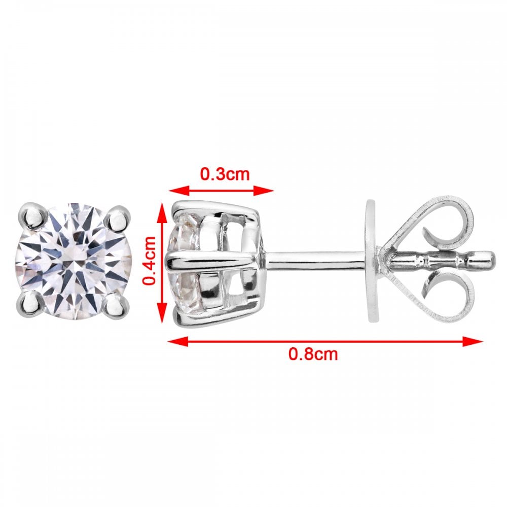 SPARKLD 18ct White Gold Round Brilliant 0.50ct G/VS2 Certified Diamonds Stud Earrings